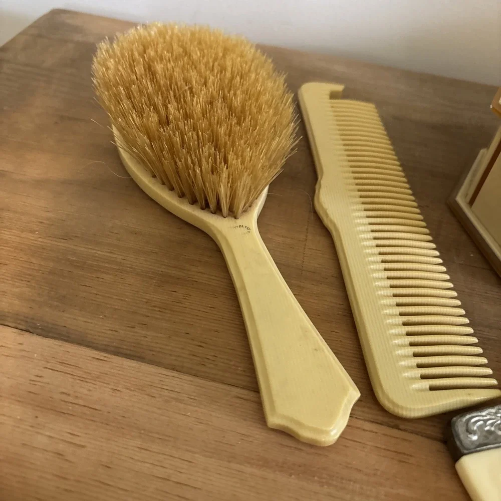 Vintage octagonal celluloid vanity Set